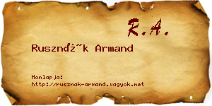 Rusznák Armand névjegykártya